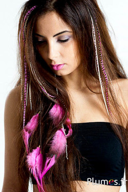 Coq sur chaîne - 40 cm - clips 3 couleurs - fuchsia
